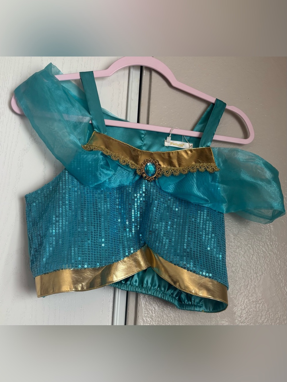 Teal and Gold Princess Costume Top - Sparkle Sequin